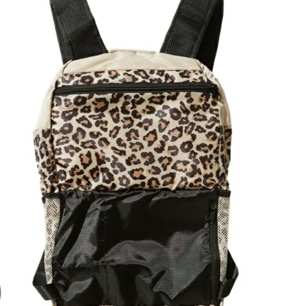 Chic Leopard Print Backpack with Black Details
